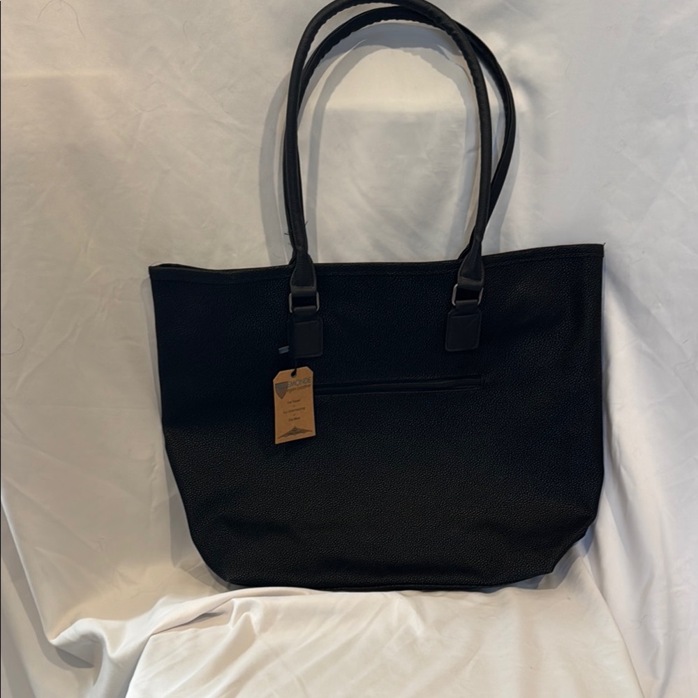Faux Suede Black Tote Bag